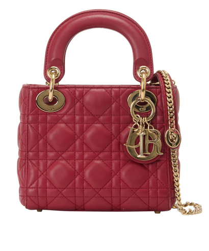 Mini Lady Dior, &pound;1,800, Handbags, Red, Leather, Front view